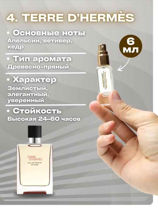 Erkaklar atirlari to'plami, 5 dona, har biri 6 ml shishada