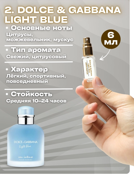 Erkaklar atirlari to'plami, 5 dona, har biri 6 ml shishada