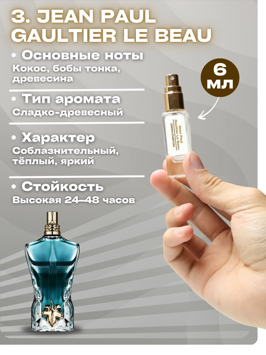 Erkaklar atirlari to'plami, 5 dona, har biri 6 ml shishada