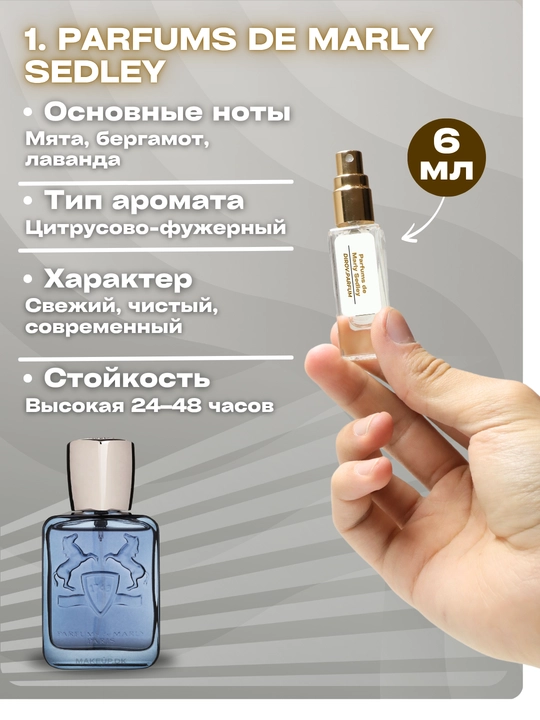 Erkaklar atirlari to'plami, 5 dona, har biri 6 ml shishada