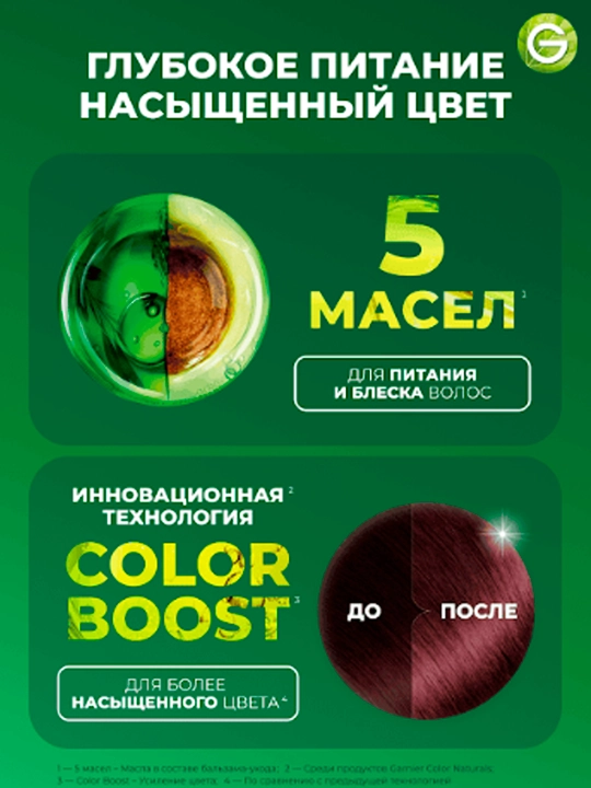 Soch bo'yog'i Garnier Color Naturals, ton 3.61 Juicy Blackberry, 110 ml
