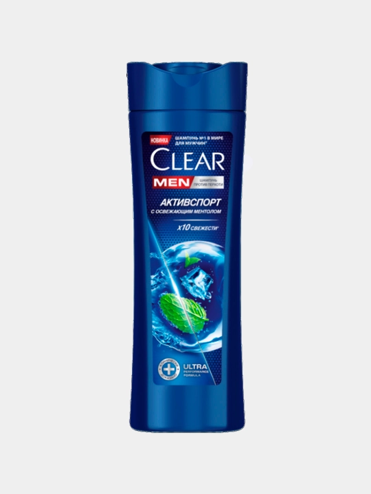 Шампунь CLEAR MEN "Активспорт" c освежающим эффектом ментола, против перхоти,  180 мл