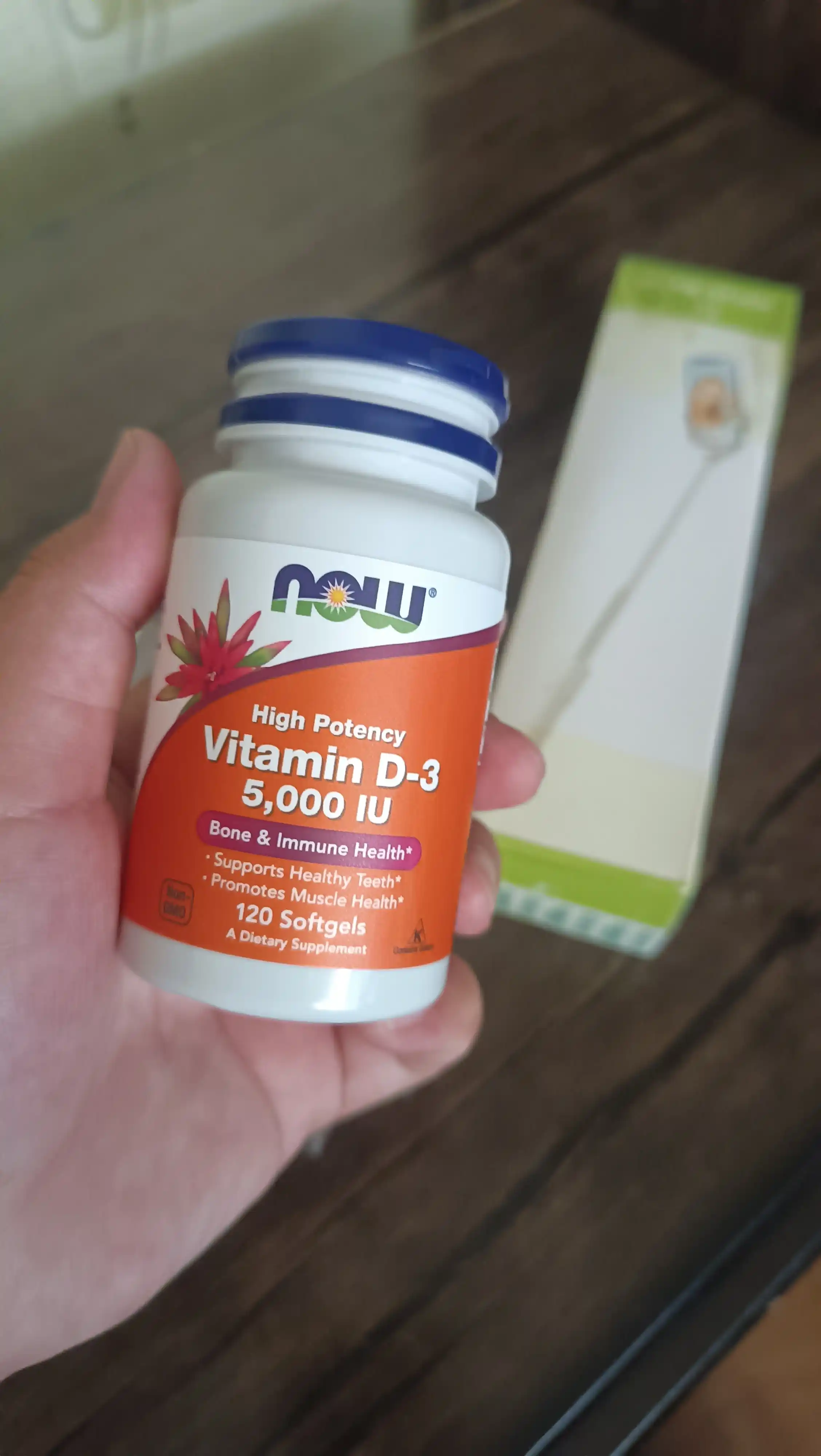Vitaminlar D3 Now Foods, 5000 IU, 125 mkg, 120 kapsula