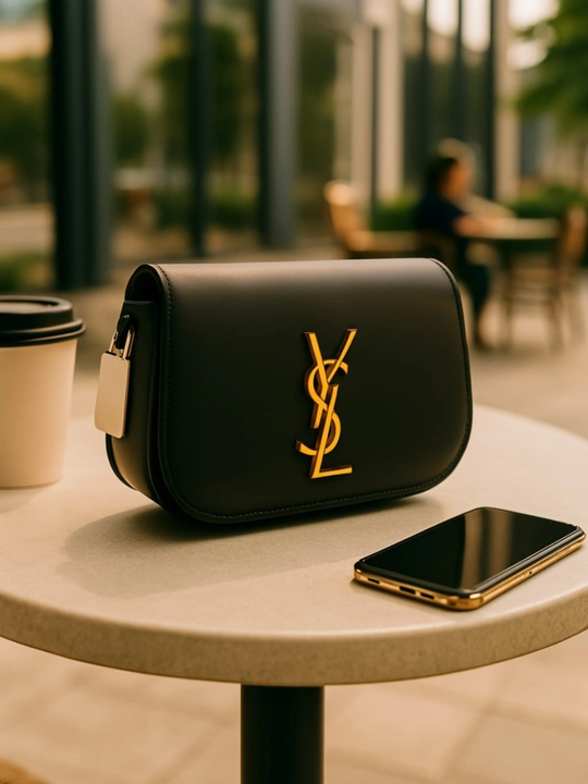 Ayollar sumkasi YSL uslubi — qora, eko-teri, yelka uchun