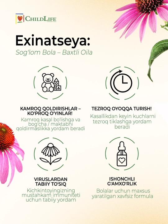 Эхинацея для детей ChildLife Essentials, поддержка иммунитета, вкус апельсин, 30 мл