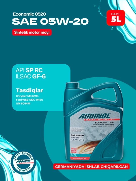 Addinol Economic 5W-20 sintetik motor moyi
