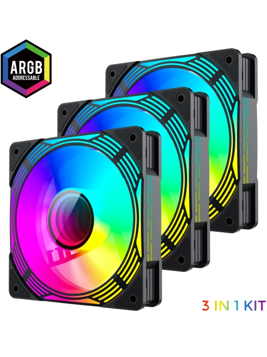 GameMax KF300 3×120 mm ARGB ventilyator to‘plami — V4.0 HUB va masofaviy boshqaruv bilan - 