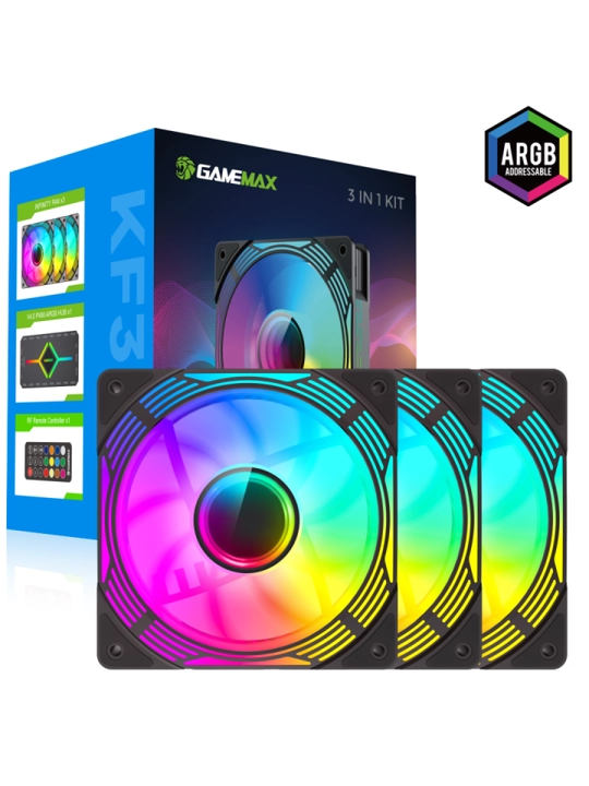 Набор вентиляторов GameMax KF300 3×120 мм ARGB с V4.0 HUB и пультом управления