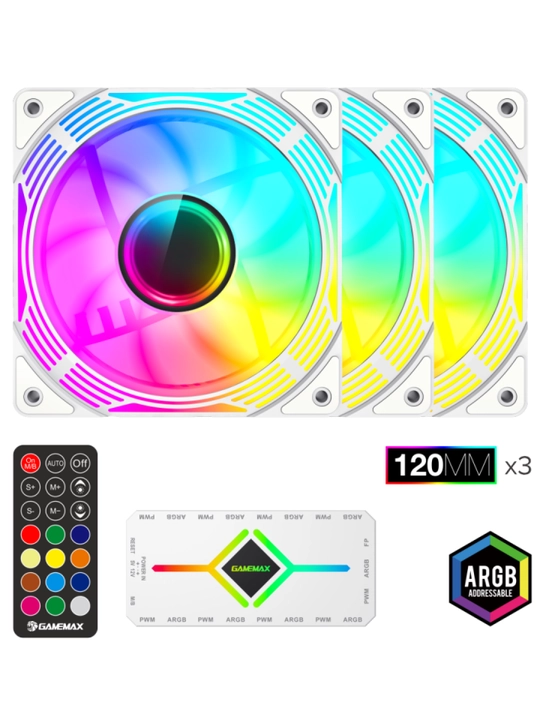 Набор вентиляторов GameMax KF300 3×120 мм ARGB с V4.0 HUB и пультом управления