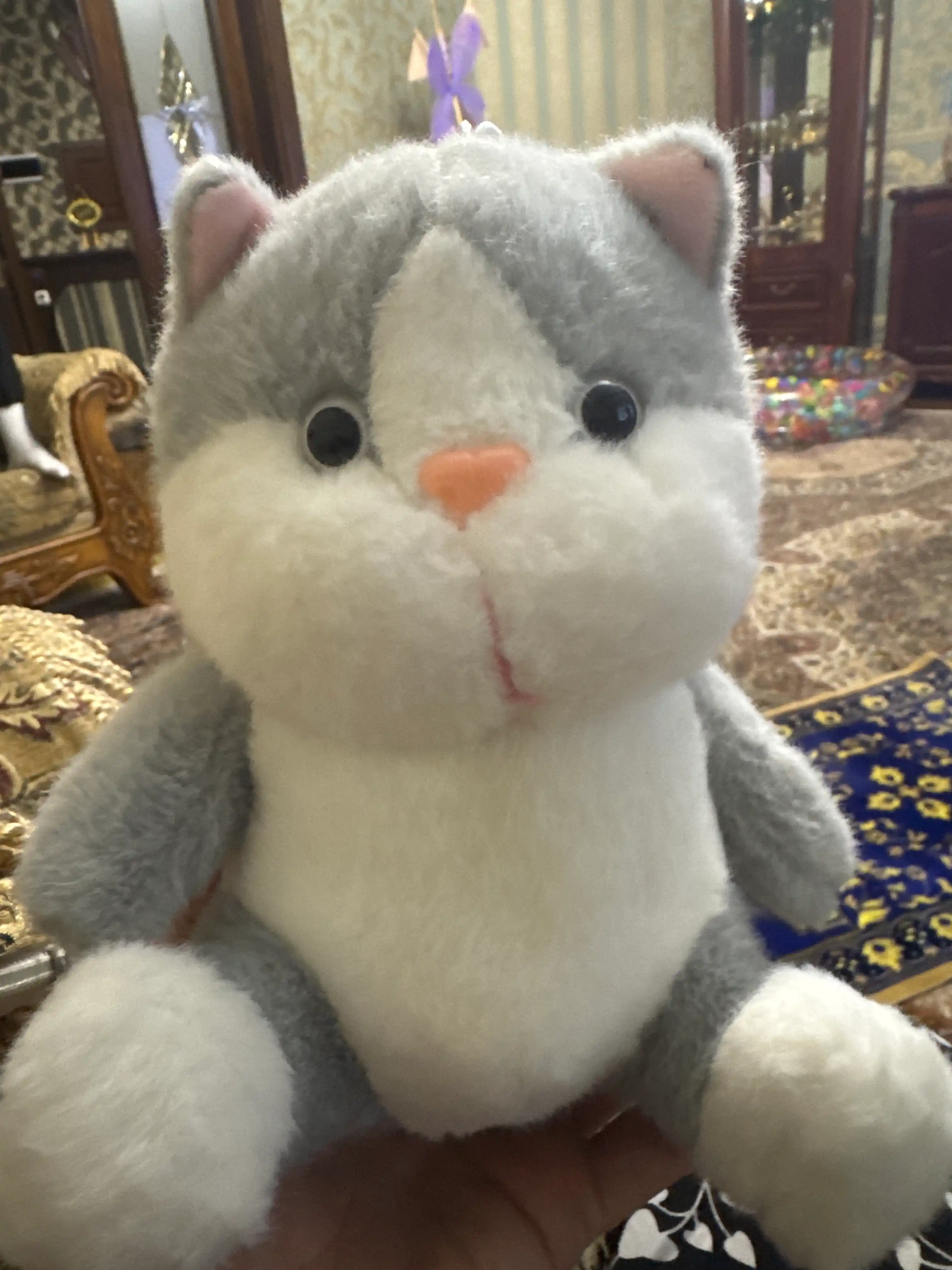 Мягкая игрушка кошка Страйп, 25 см, с декоративным ошейником