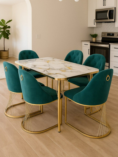 Кухонные 1стол и 6стулья — LUXRA-METAL2-ТЕМНБИР-4