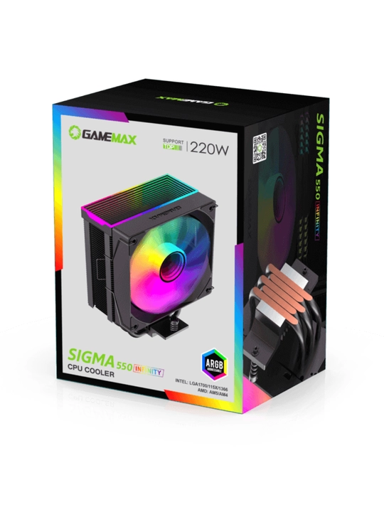 Кулер для процессора GameMax Sigma 550 Infinity с ARGB-подсветкой, 5 теплотрубок