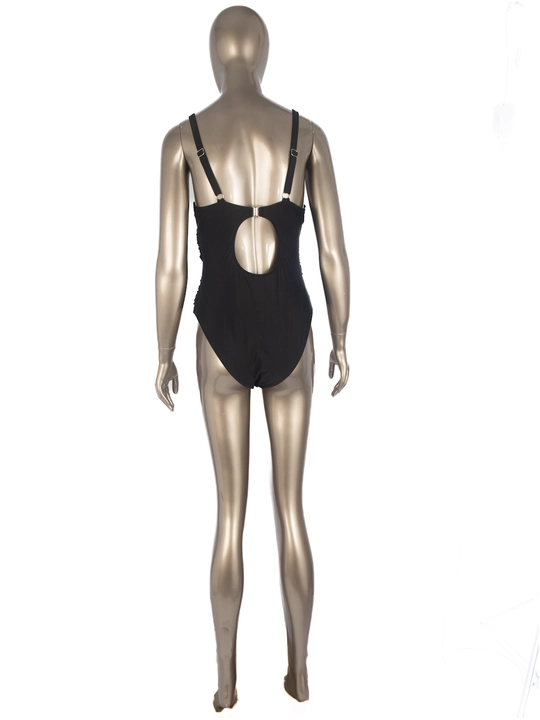 Ayollar uchun bir qismli bikini cho'milish kostyumi yuqori belli bir xil rangda