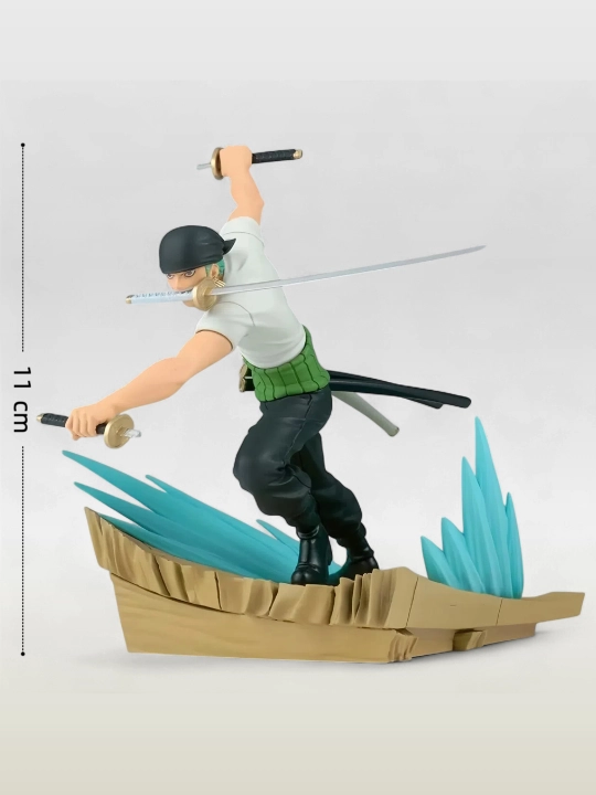 One Piece kolleksion figurkasi — Jang sahnasi — Zoro Uch qilichli uslub, 11 sm