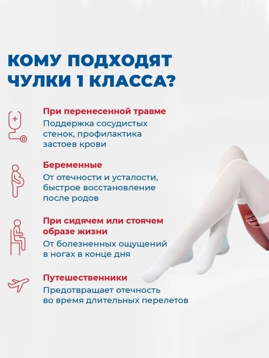 Компрессионные чулки 1 и 2 класс компрессии, антиварикозные
