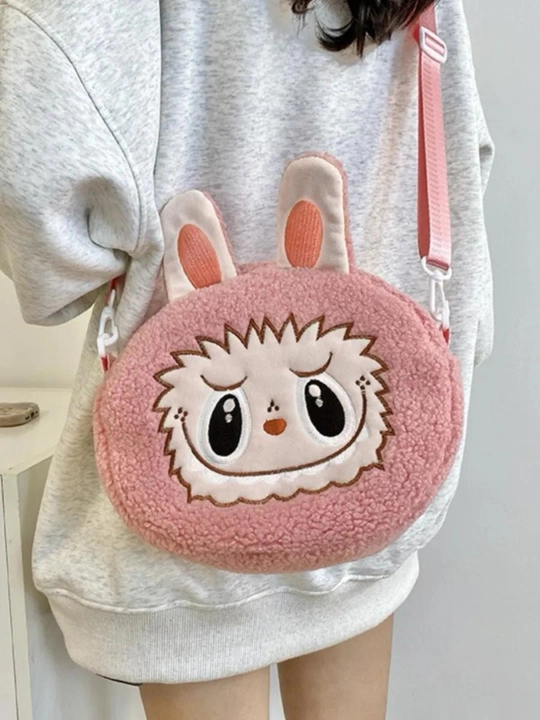 Детская плюшевая сумка из коллекции Labubu – с ушками и молнией, 24x20 см