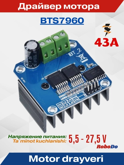 Драйвер мотора на 43А BTS7960 — ROBODO-BTS7960