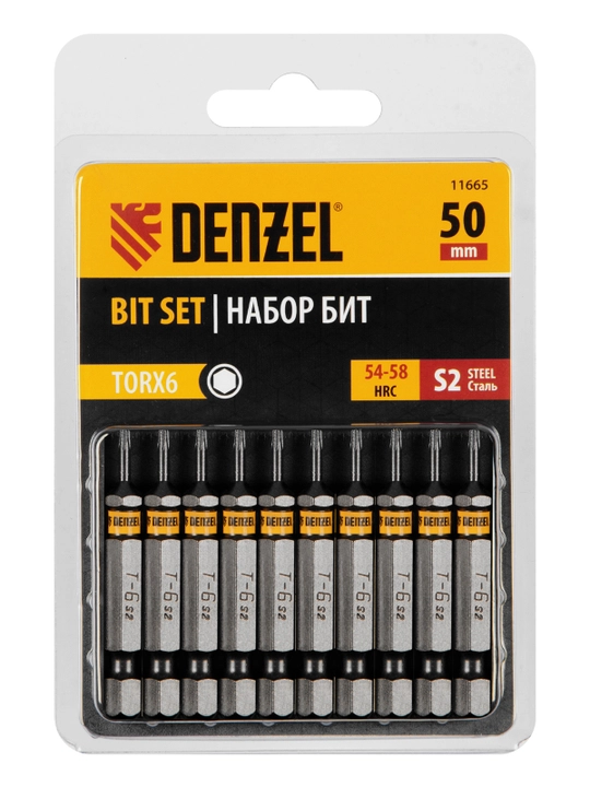 DENZEL TX 6 x 50, S2, shurup buragich uchun 10 dona bitlar, 11665