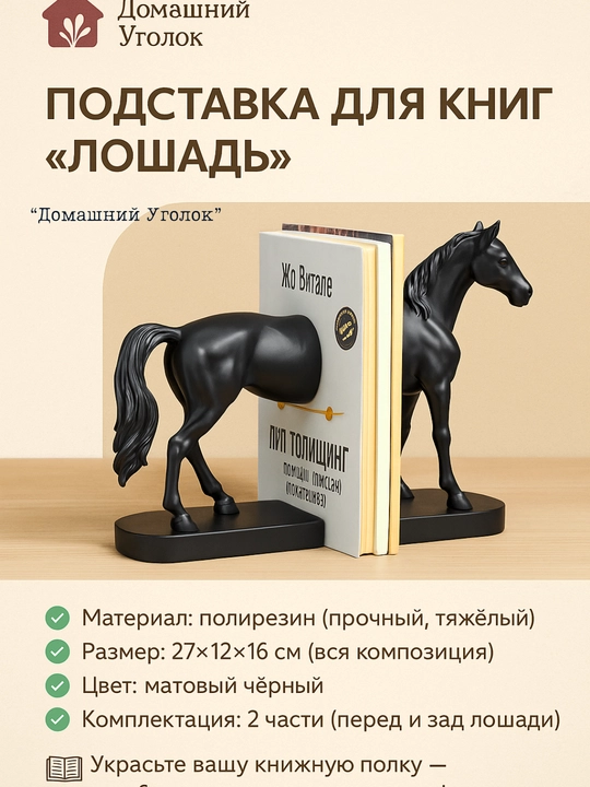 Подставка для книг "Лошадь" (2 части)