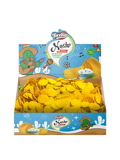 Кукурузные чипсы TORETTO "Nacho", со вкусом "сметана и лук", 1кг — TORE-CHIPS11