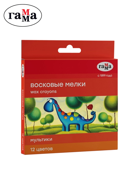 Мелки восковые Гамма "Мультики", 12цв., круглые, картон, европодвес, 2131018_01_29 - 