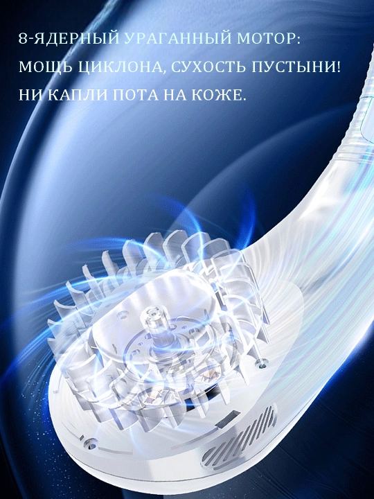 Умный шейный вентилятор с LED-дисплеем и работой весь день