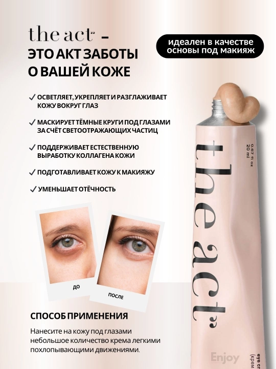 Крем для лица The Act, дневной, ночной, увлажняющий, для кожи вокруг глаз, от прыщей