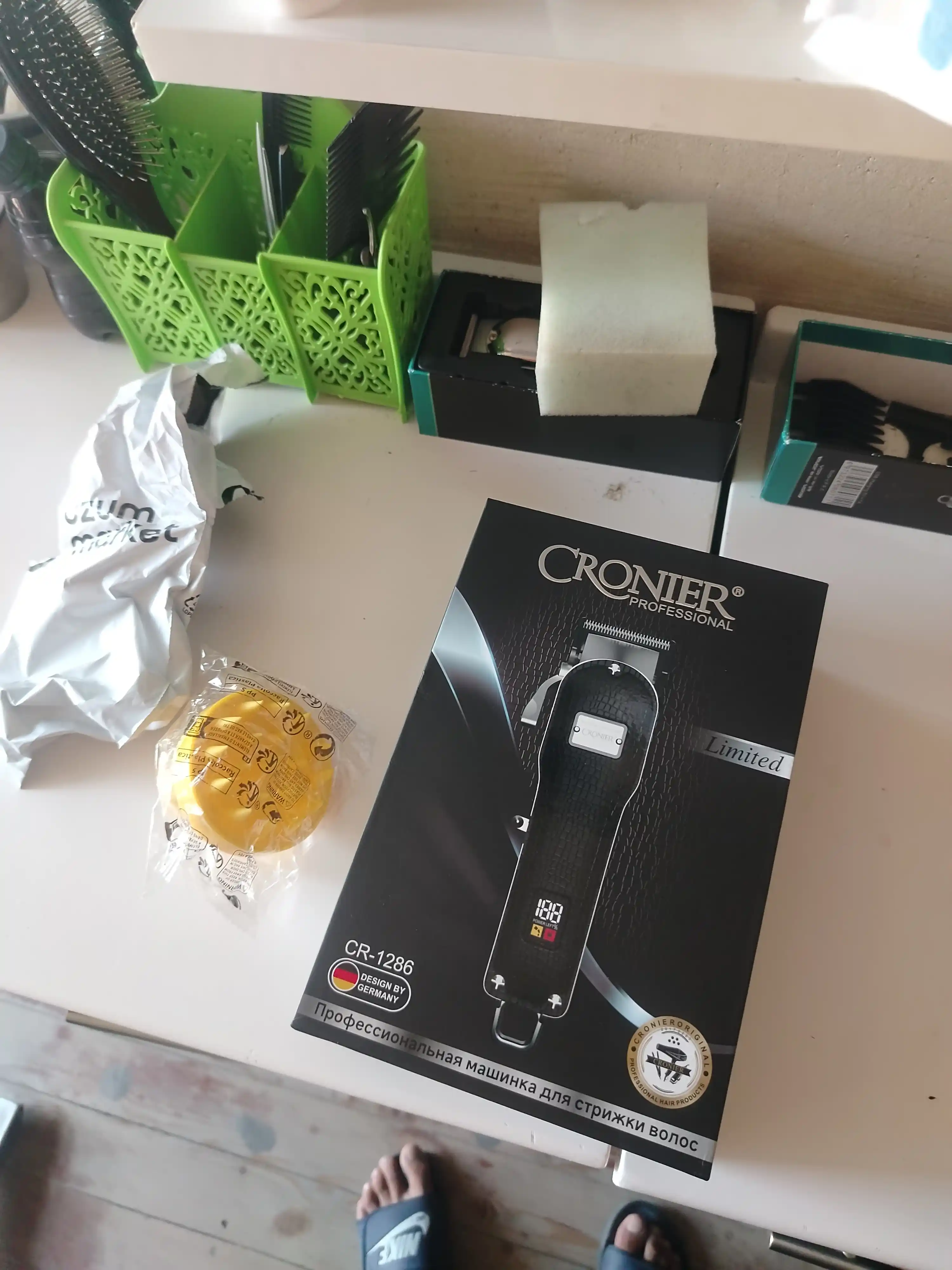 Профессиональная машинка для стрижки волос Cronier, триммер 6500 RPM, 6 насадок