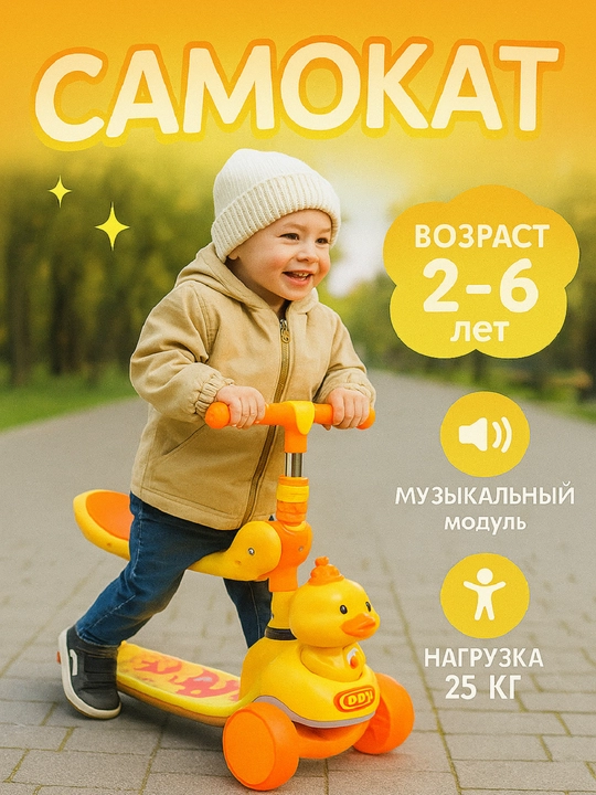 Bolalar samokati, o‘rindiqli va personajli - 