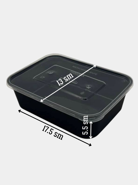 Bir martalik plastik oziq-ovqat konteyneri, mikroto‘lqinli pechga mos, 10 dona, 800 ml