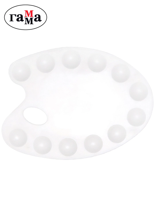 Palitra Gamma, kichik, oval, 12 hujayra, oq, plastmassa, 10122022 - 