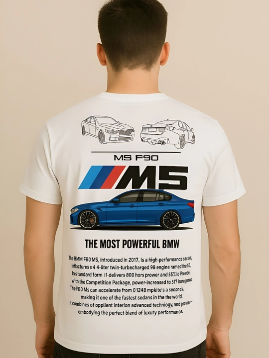 Erkaklar futbolkasi BMW M5 F90 print bilan, 100% paxta