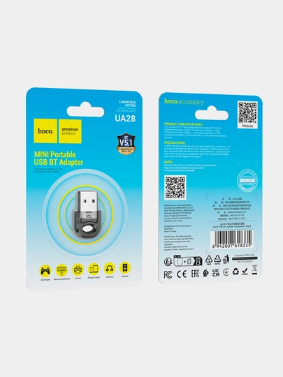 Адаптер Hoco UA28, USB, Bluetooth 5.1, пластик, совместим с 4.0 и 3.0, мультиконнект