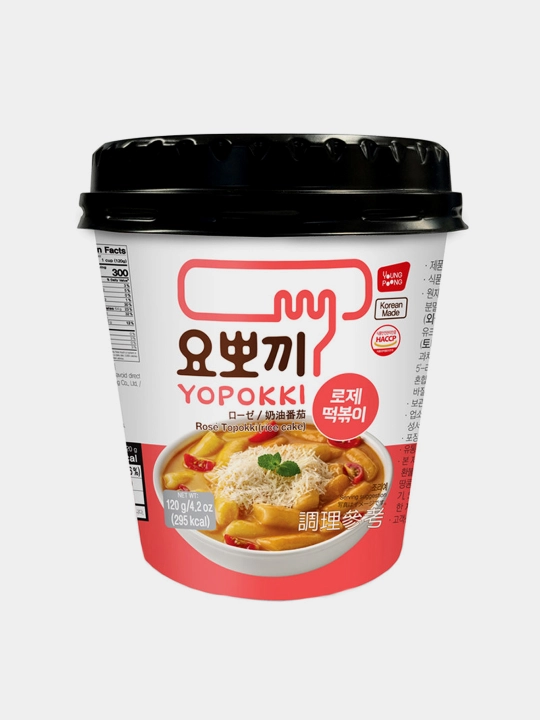 Guruch tayoqchalari Yopokki Halal Rose Toppoki Cup (o‘tkir), 120 g * - 
