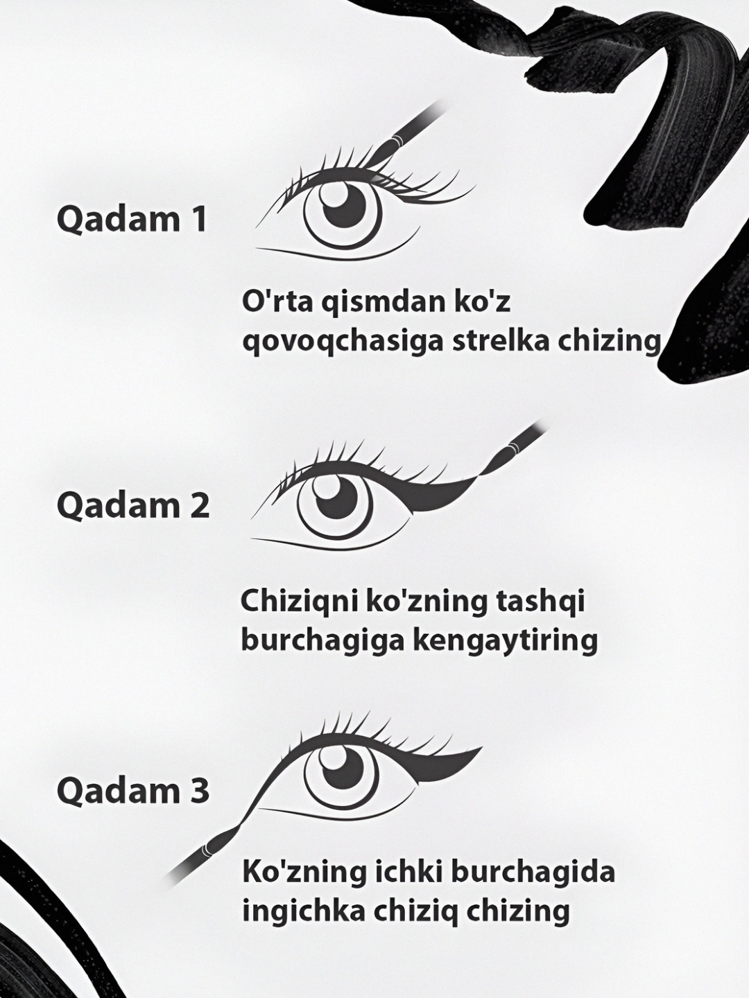 Gabrini diplener black- ko‘z uchun qora podvodka, tez quriydigan, 7ml, ko‘z uchun podvodka