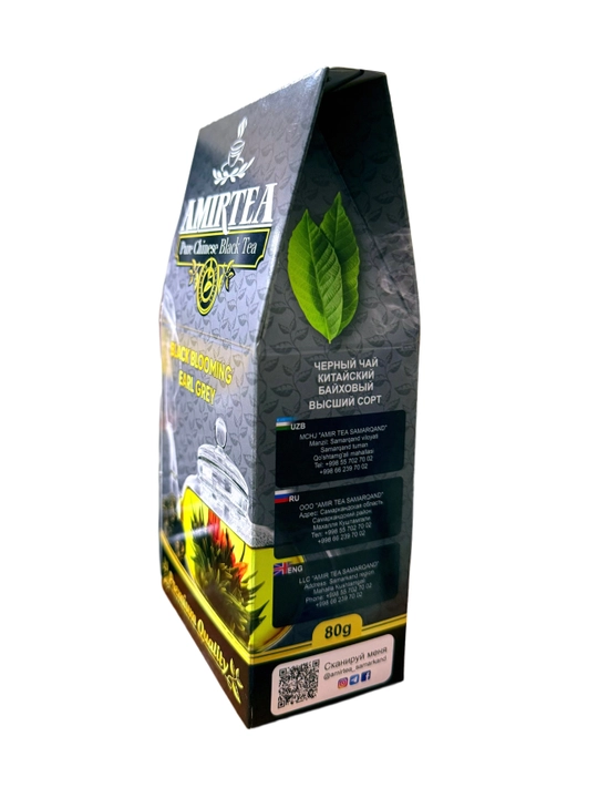 Amir Tea Qora choy Xitoy oliy navli Black Blooming Earl Grey 80 gr