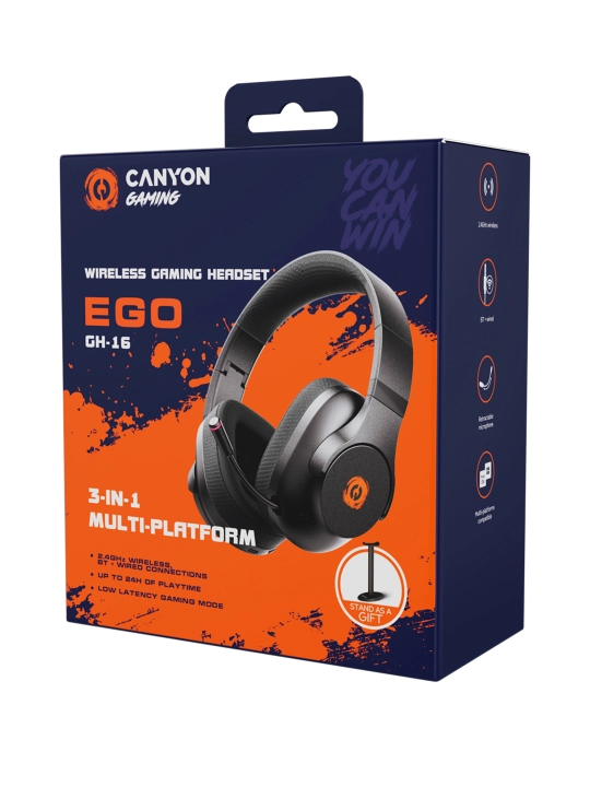 CANYON Ego GH-16 simsiz o‘yin quloqchinlari, mikrofonli quloqchinlar, sovg‘a tagligi