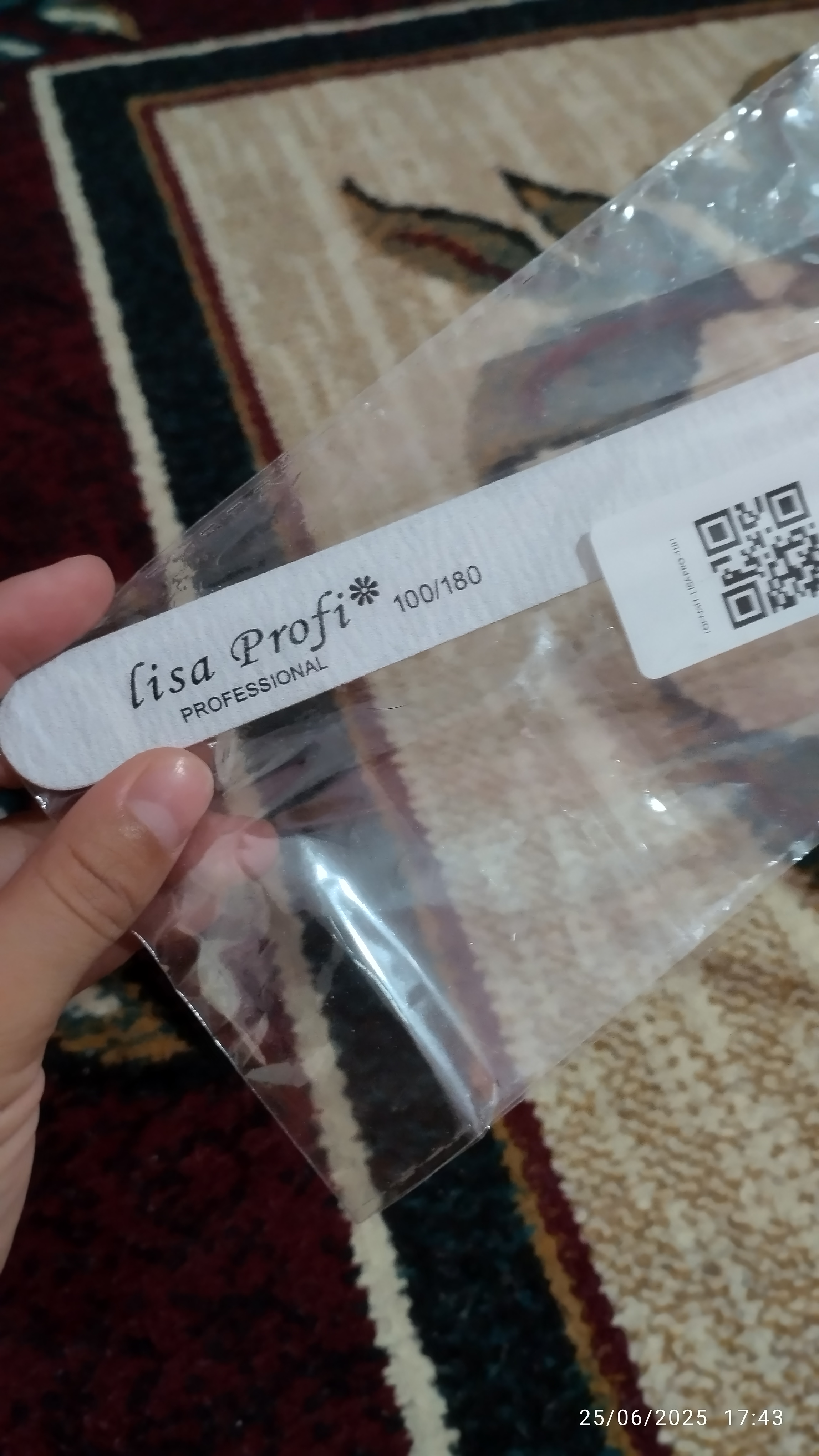 Пилка для ногтей Lisa Profi*, на деревянной основе, 100/180, длина 18 см