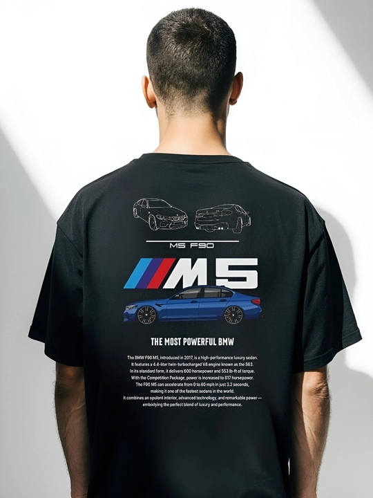 Erkaklar futbolkasi BMW M5 F90 print bilan, 100% paxta