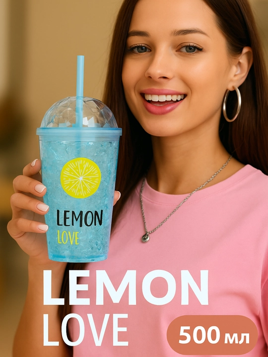 Sovuq ichimliklar uchun naychali stakan limonad, kokteyl va sovuq ichimliklar, 500 ml - 