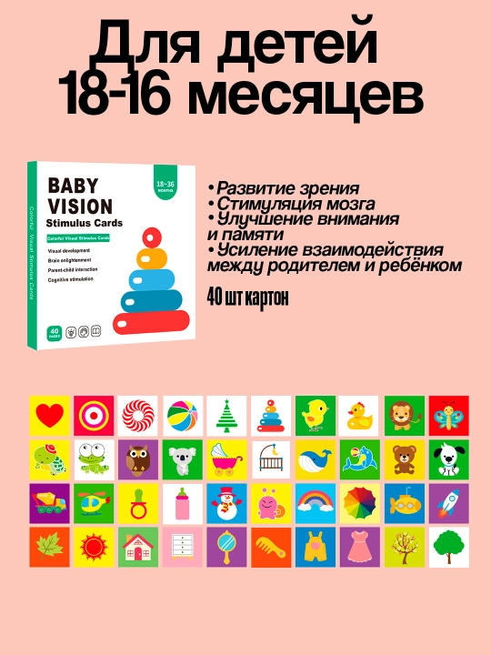 Набор развивающих визуальных карточек для детей 0-36 месяцев