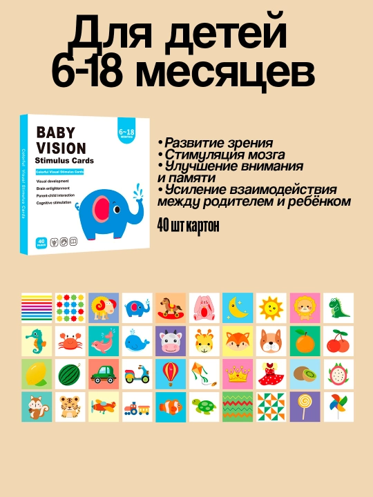 Набор развивающих визуальных карточек для детей 0-36 месяцев