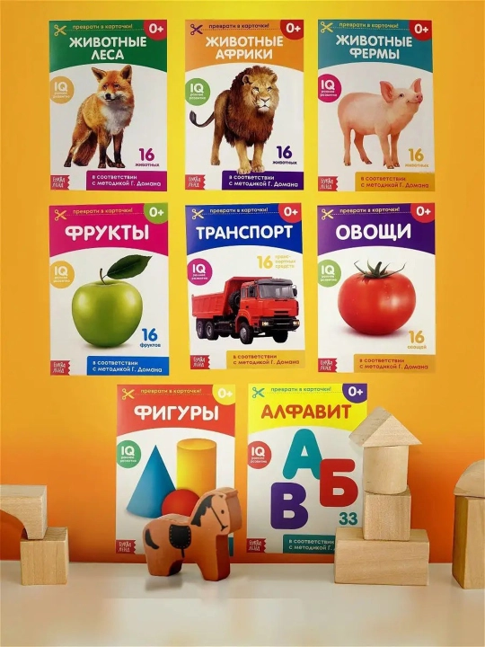 Набор из 8 развивающих и обучающих IQ карточек по методике Домана / Карточки Домана