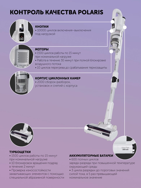 Пылесос портативный Polaris PVCS 4070 WIFI IQ Home, мощность 200 аВт, Белый