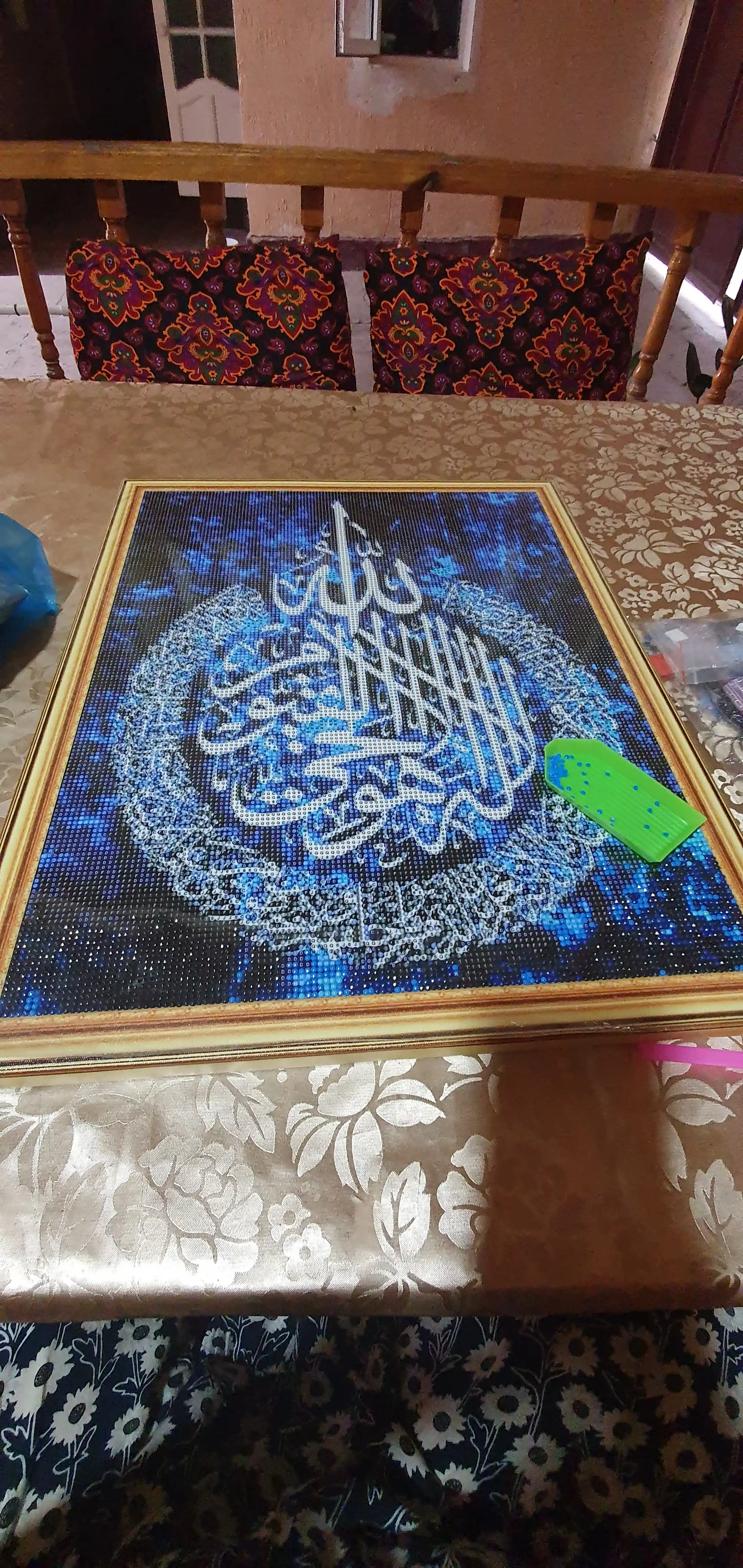 Olmosli toshli mozaika "ISLOM" mavzusida, ramkaga tortilgan, 40*50 sm