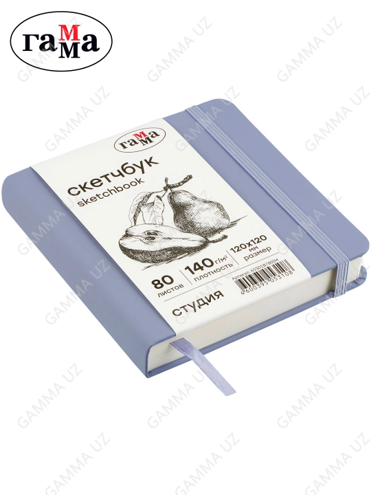 Sketchbuk, 80 varaq., 120*120 Gamma "Studio", qattiq qopqoq, elastik tasma, 65S01B780IM