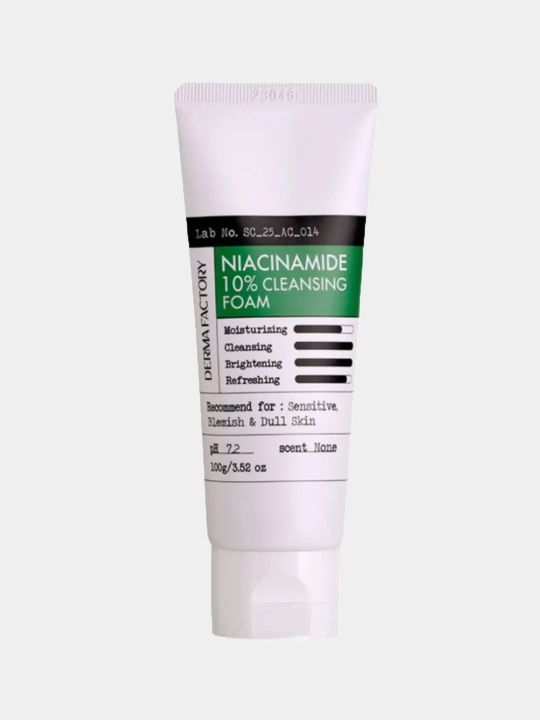 Осветляющая пенка для умывания Derma Factory Niacinamide 10% Cleansing Foam - 