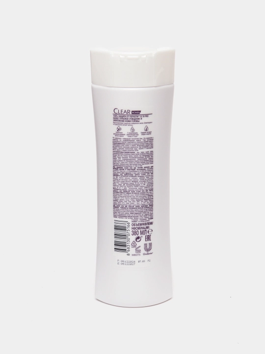 CLEAR WOMEN "Glinoterapiya" shampuni, toza va yumshoq sochlar, qazg‘oqqa qarshi, 180 ml