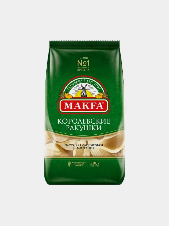 MAKFA qirollik chig‘anoqlari makaronlari, 300 gr. 12 dona
