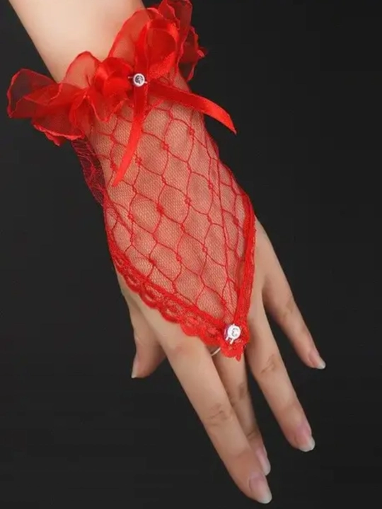 Swarovski toshlari bilan bezatilgan barmoqsiz bejirim qo‘lqoplar